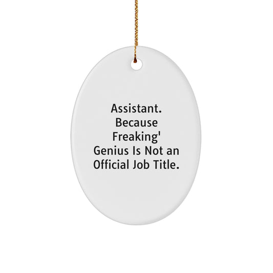 Funny Assistant Oval Ornament Gifts from Men to Friends for Christmas - Oval Shaped Assistant Decor - Image 1