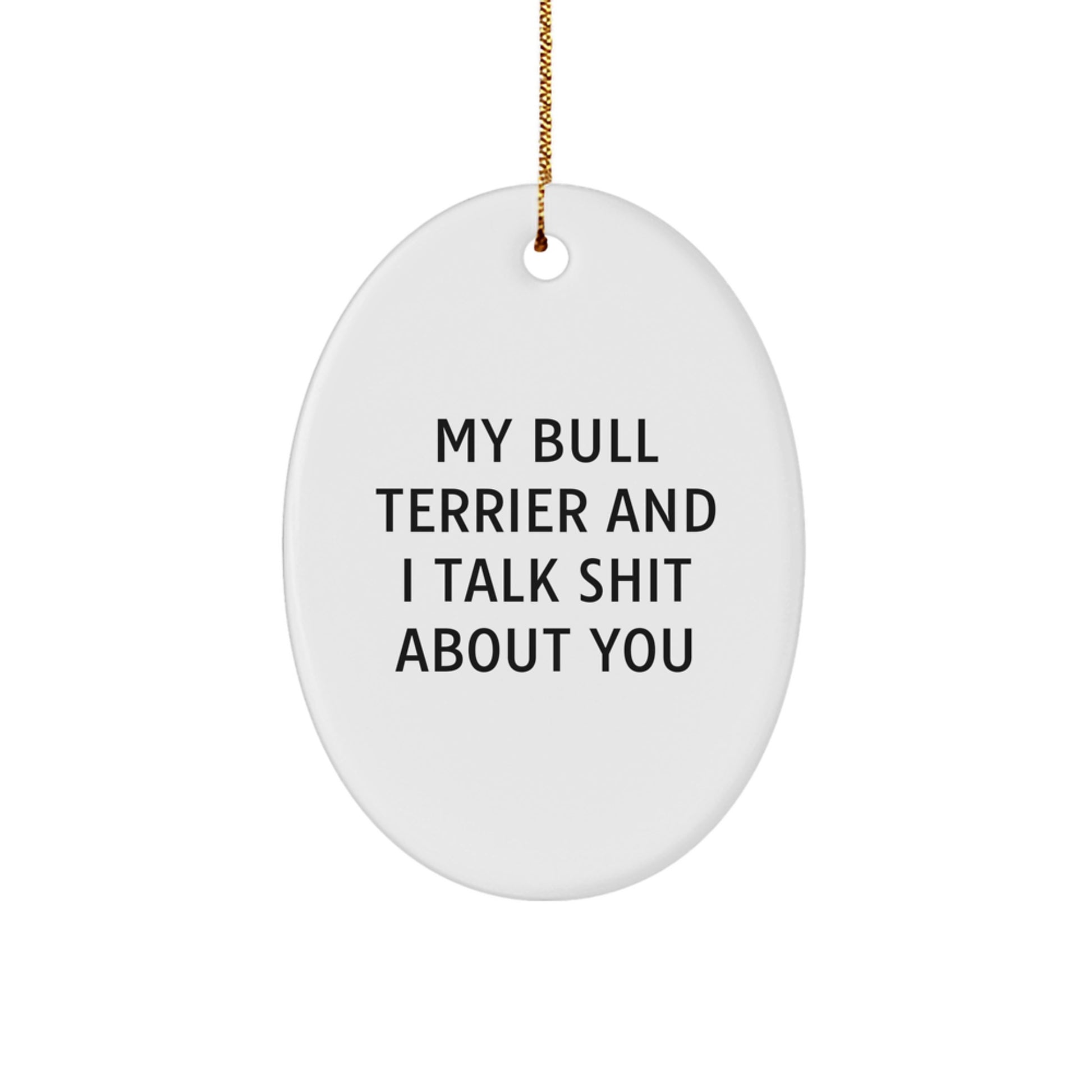 Funny Bull Terrier Dog Oval Ornament Gifts for Men from Friends, Perfect for Christmas - Image 1