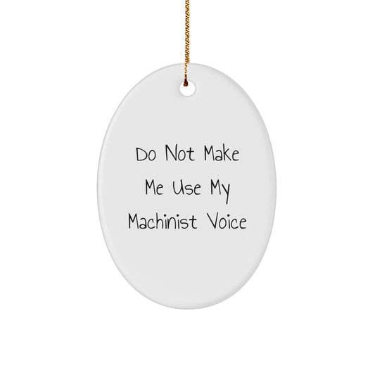 Christmas Gift for Her Machinist Oval Ornament Present with Gold Cord - Image 1