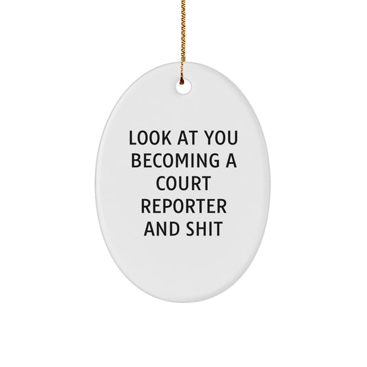 Christmas Unique Gift for Her Court Reporter Ornament White Present - Image 1