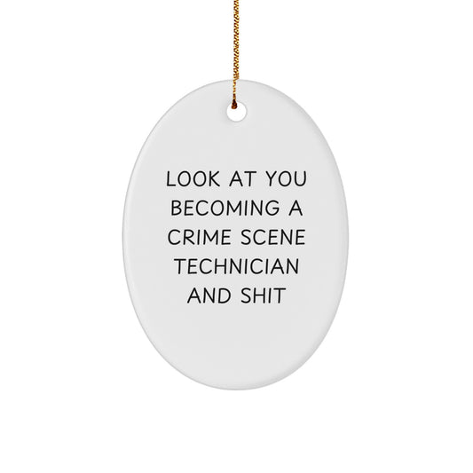 Crime Scene Technician Oval Christmas Ornament Keepsake Gift for Him - Image 1