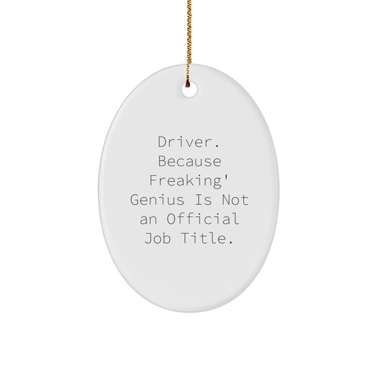 Funny Driver Gifts for Men - Oval Ornament 'Driver Because Freaking genius Is Not An Official Job Title' Christmas Unique Gifts from Family - Image 1