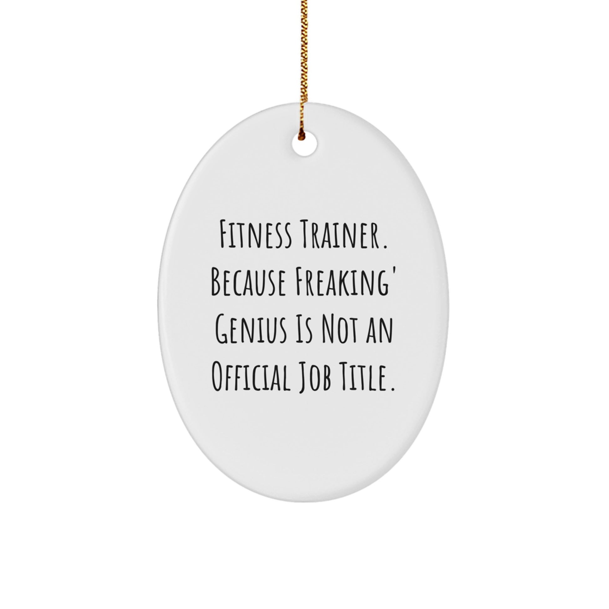 Funny Fitness Trainer Gifts for Men Oval Ornament from Friends, Oval Shaped White Christmas Unique Gifts - Image 1