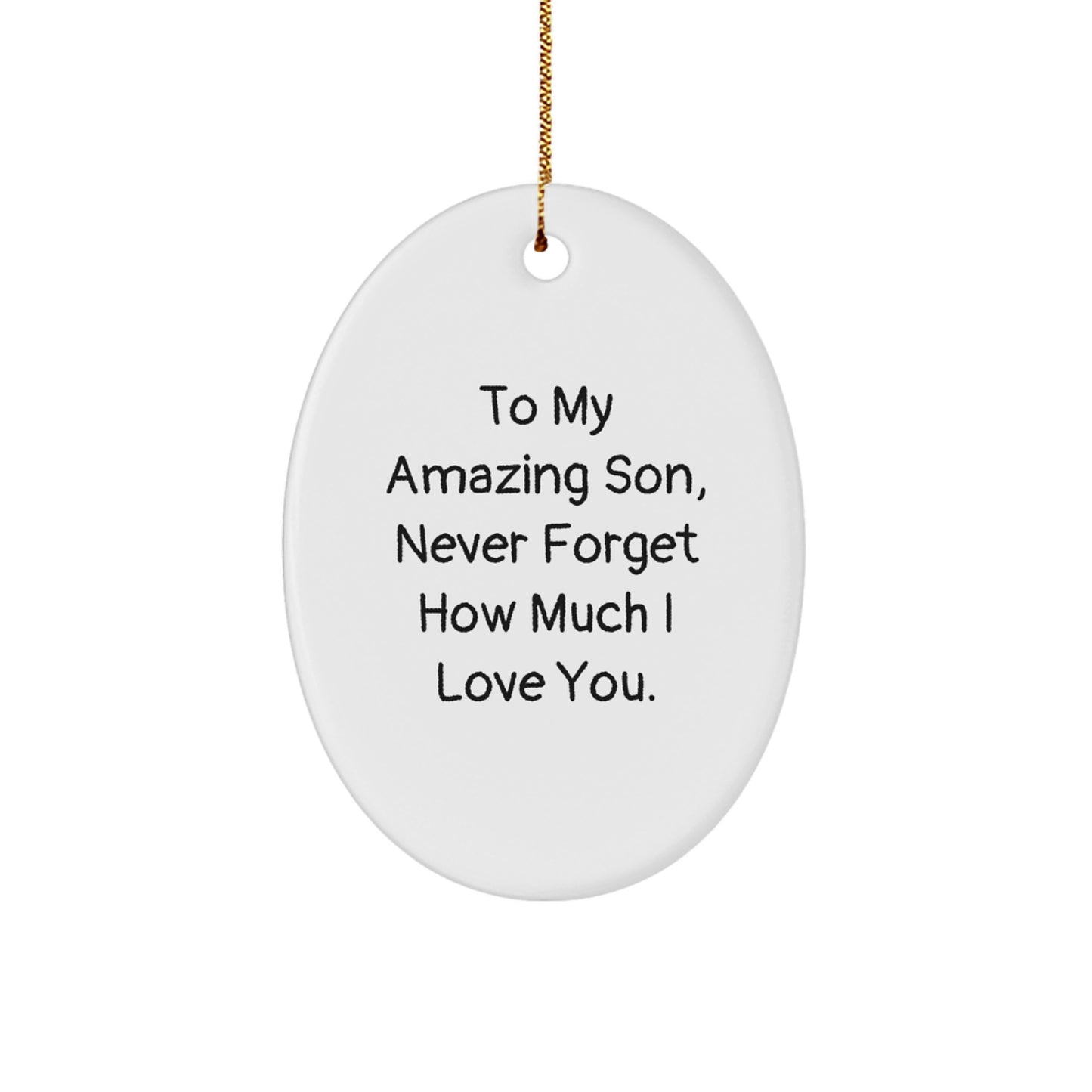 Unique Son Gifts for Him, To My Amazing Son Oval Ornament, Christmas Memorable Presents from Mom and Dad - Image 1