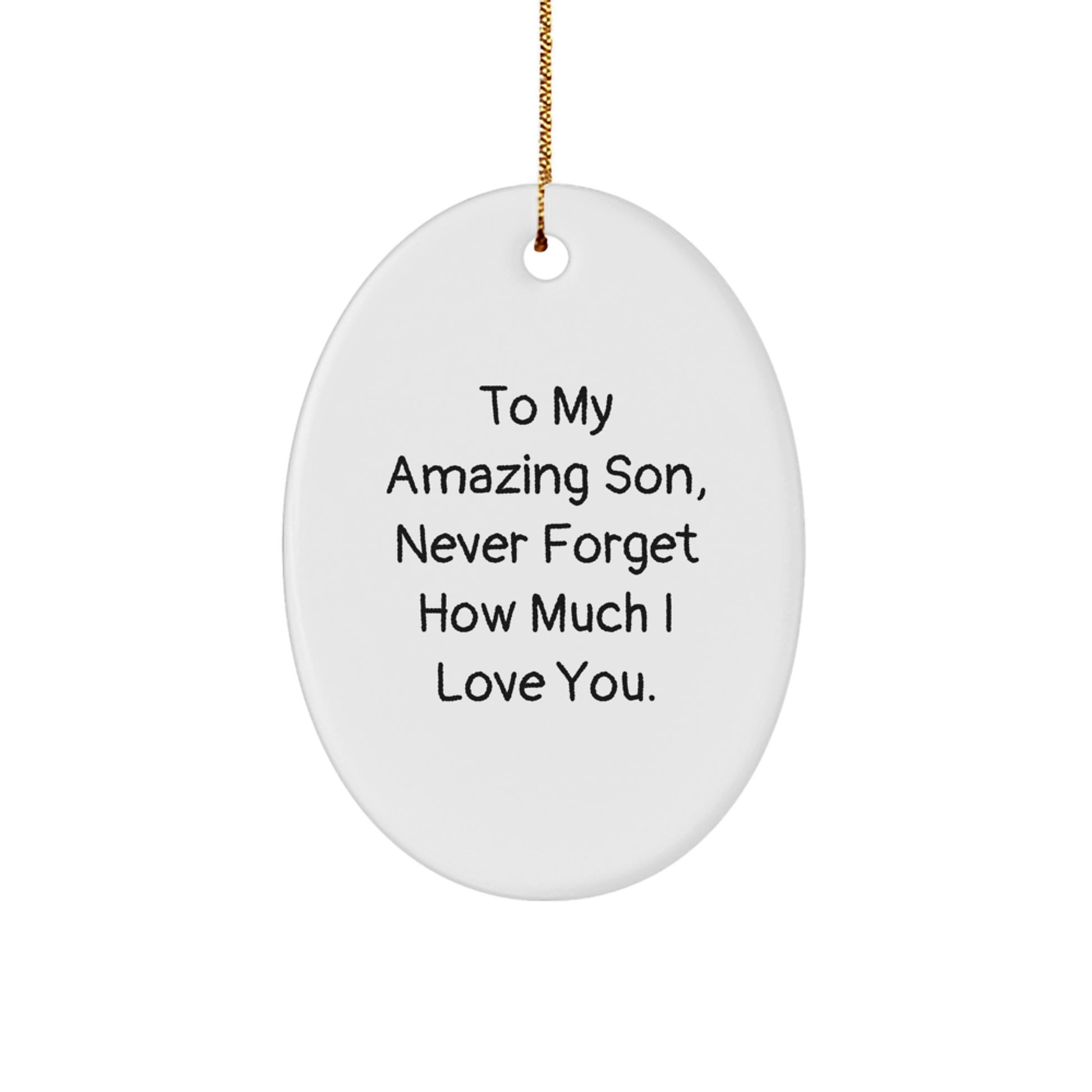 Unique Son Gifts for Him, To My Amazing Son Oval Ornament, Christmas Memorable Presents from Mom and Dad - Image 1