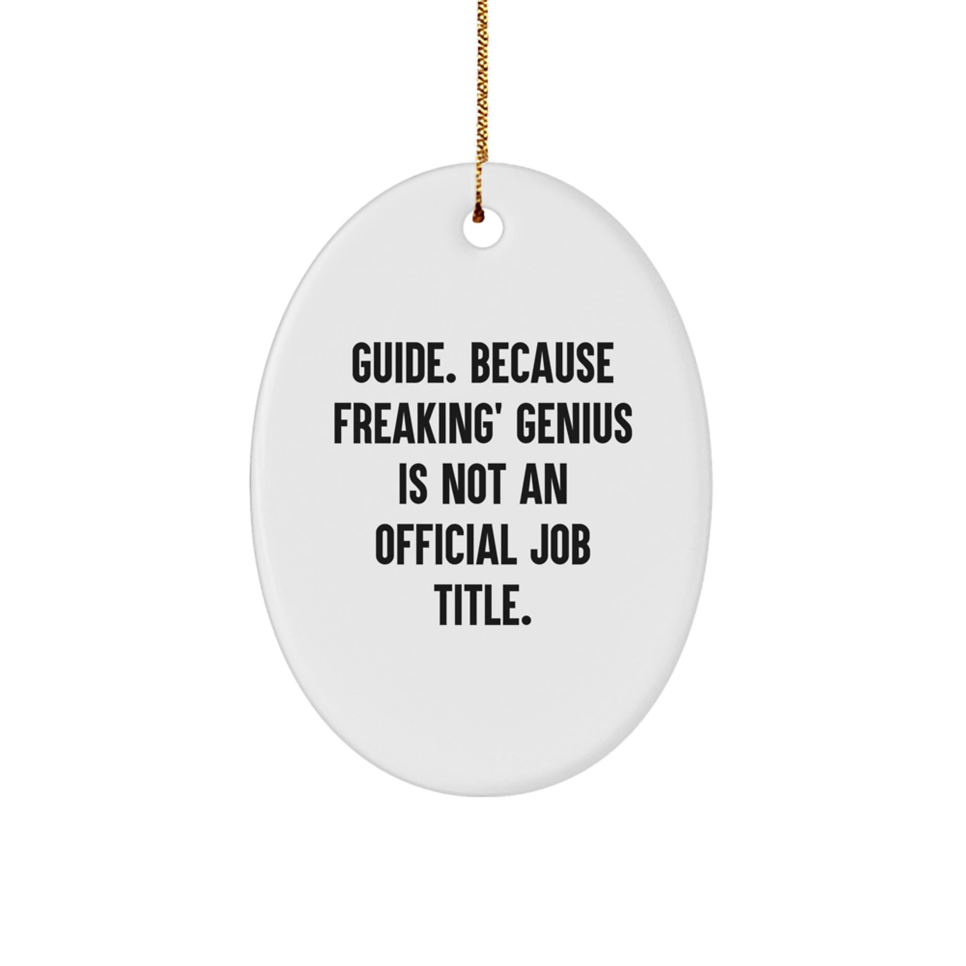 Funny Guide Gifts for Men, Oval Ornament, 'Guide. Because Freaking' genius Is Not An Official Job Title.' Christmas Unique Gifts for Friends, Family, Coworkers - Image 1