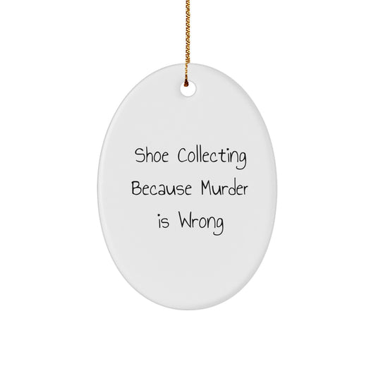Funny Shoe Collecting Gifts for Men, Oval Ornament with Sublimation Printing, Gifts from Family for Shoe Enthusiasts, Christmas Unique Gifts - Image 1