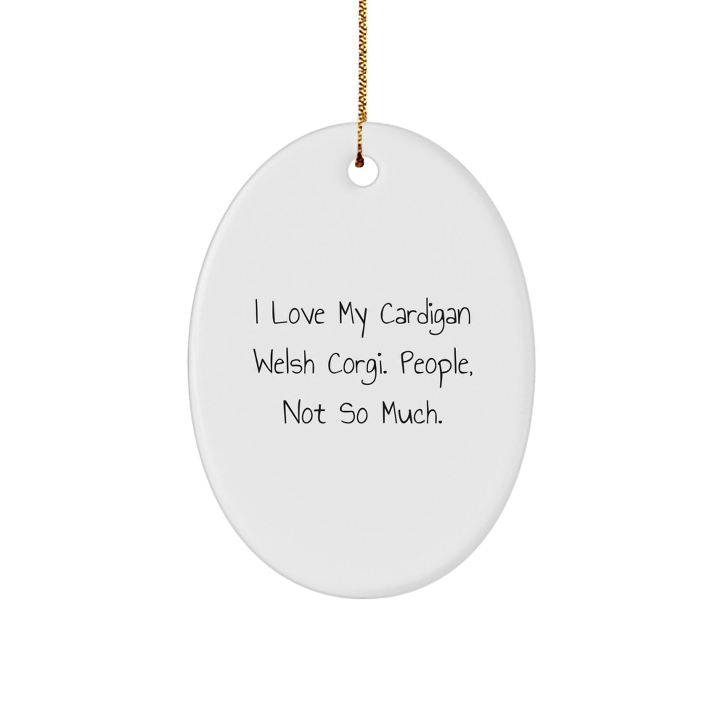 Funny Cardigan Welsh Corgi Dog Lover Gifts from Friends Family for Christmas Unique Ornaments Oval Shaped MDF with Gold Cord - Image 1