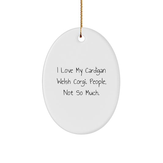 Funny Cardigan Welsh Corgi Dog Lover Gifts from Friends Family for Christmas Unique Ornaments Oval Shaped MDF with Gold Cord - Image 1