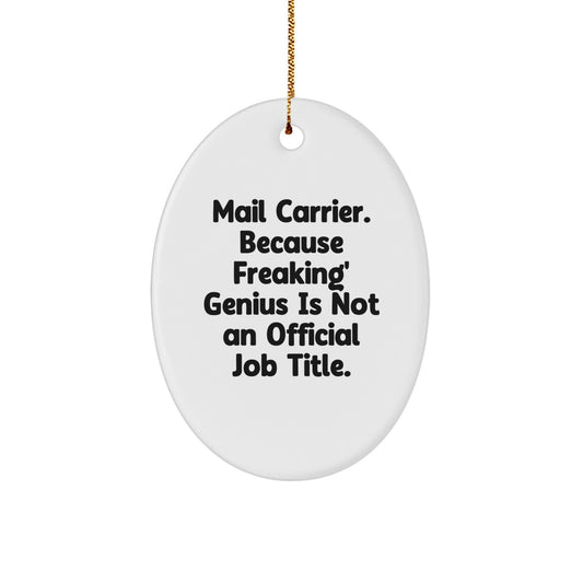 Funny Mail Carrier Christmas Oval Ornament Gifts from Friends and Family to Mail Carrier Men and Women - Image 1