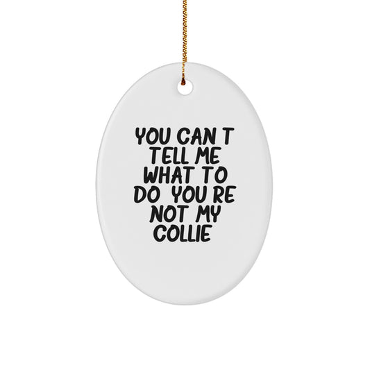 Funny Collie Dog Gifts for Women, Oval Ornament Quote - 'You Can't Tell Me What To Do. You're Not My Collie.', Christmas Unique Gifts from Friends - Image 1