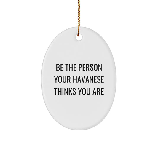 Funny Havanese Dog Oval Ornaments Gifts from Family Friends for Christmas, Be The Person Your Havanese Thinks You Are Gifts - Image 1