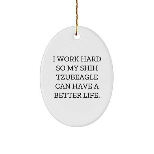 Funny Shih Tzu Dog Lover Gifts from Family for Christmas Unique Decorations Oval Ornament - Image 1