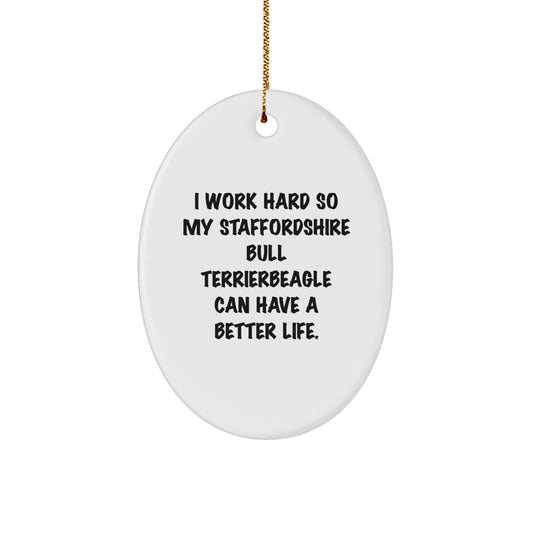 Staffordshire Bull Terrier Dog Lover Gifts from Men to Family - Inspirational Oval Ornament for Christmas Unique Gifts - Image 1