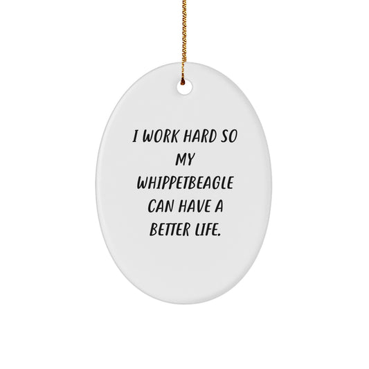 Whippet Dog Lover's Christmas Unique Gift Ideas - Inspirational Oval Ornament, Gifts from Friends for Whippet Dog Owners - Image 1