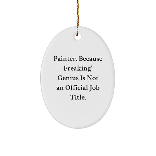 Funny Painter Inspired Oval Ornament Gifts from Men to Friends for Christmas - Oval Shaped Decorative Item - Image 1