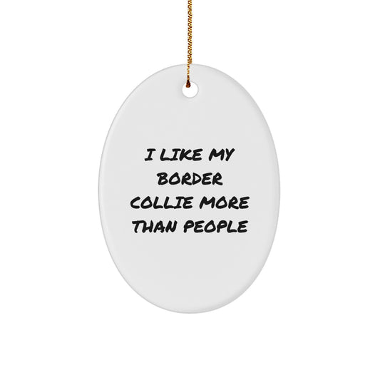 Funny Border Collie Dog Lover Gifts from Family for Christmas Unique Oval Ornaments - Image 1