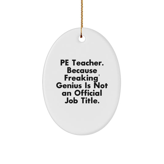 Christmas Ornament Gift for Him PE Teacher. Because Freaking' Genius Is - Image 1
