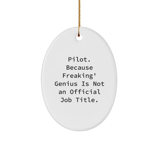 Gifts from Friends for the Pilot, Because Freaking' genius Is Not An Official Job Title. - Christmas Oval Ornament - Image 1