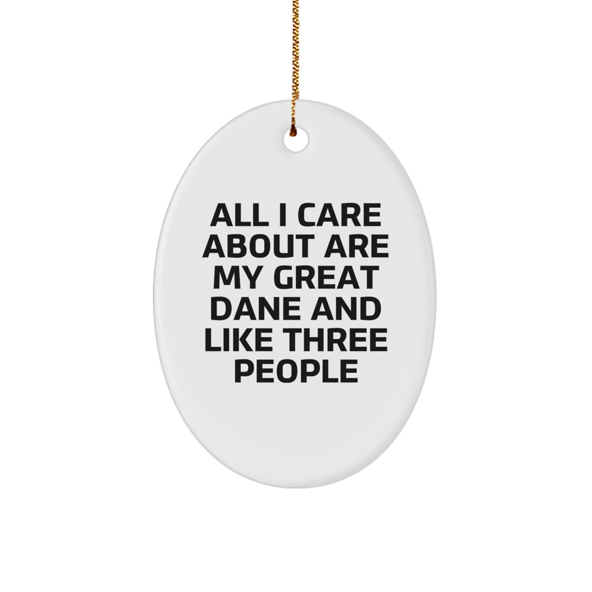 Funny Great Dane Dog Lover Gifts from Family - Oval Ornament for Home Decor, 'All I Care About Are My Great Dane And Like Three People' Christmas Unique Presents - Image 1
