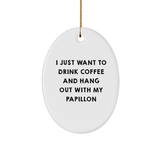 Funny Papillon Dog Oval Ornament Gifts from Family Friends for Christmas - Image 1