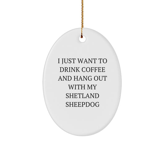 Funny Shetland Sheepdog Gifts for Owners, Oval Ornament Christmas Unique Presents from Family Friends - Image 1