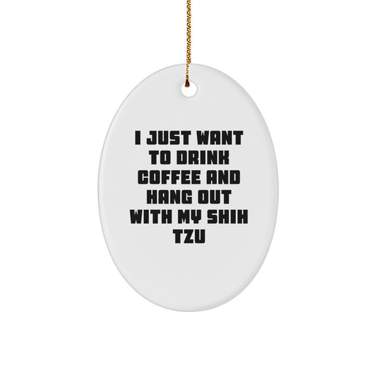 Funny Shih Tzu Dog Oval Ornaments Gifts for Men Women Friends Family from Lover - Image 1