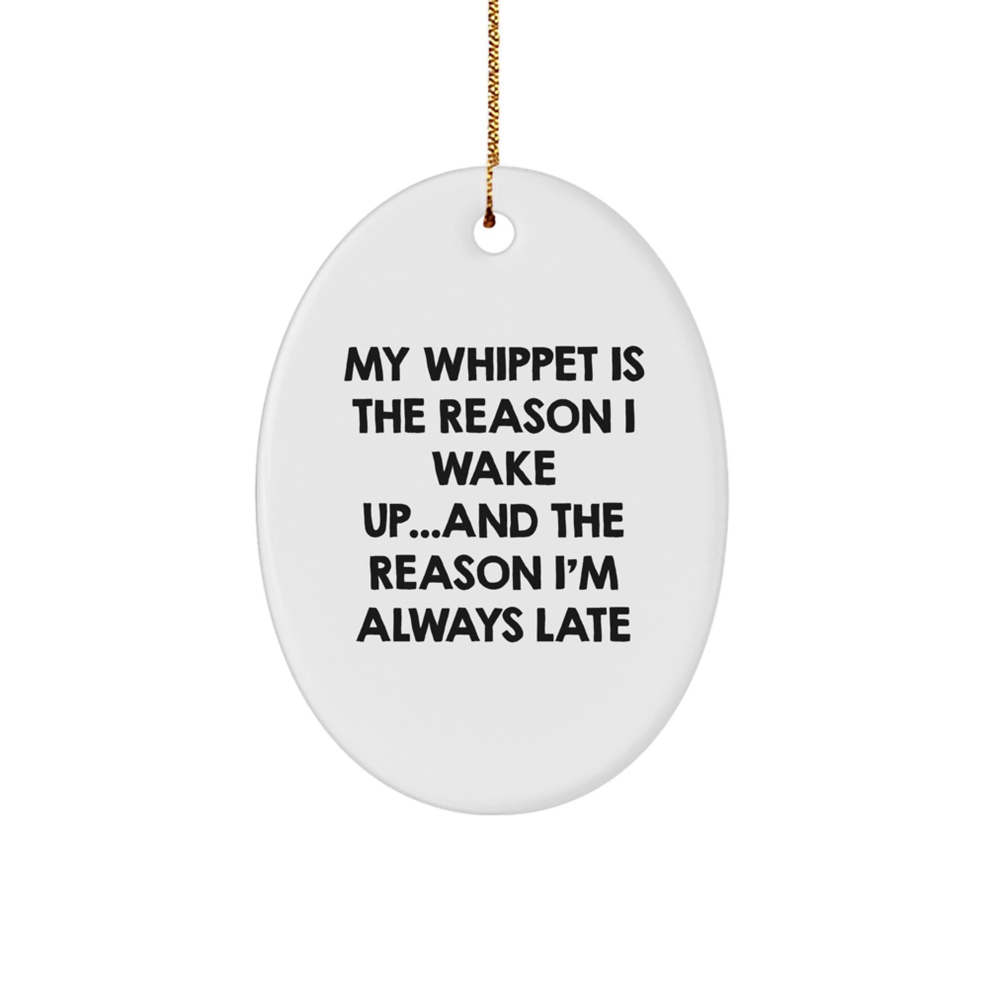 Funny Whippet Dog Gifts from Friends for Him Oval Ornament, Christmas Unique Decoration - Image 1