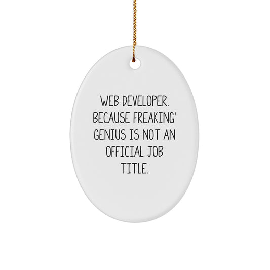 Funny Web Developer Oval Ornament Gifts from Friends for Christmas Unique Web Developer Office Decor - Image 1