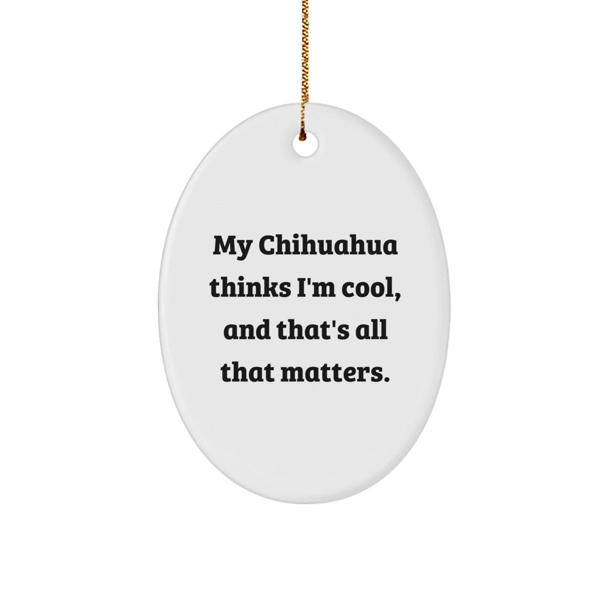 Cool Chihuahua Dog Oval Ornament Gifts from Men to Friends at Christmas - Image 1