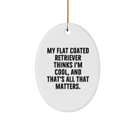 Funny Flat Coated Retriever Dog Oval Ornament Gifts from Men for Women at Christmas Unique - Image 1