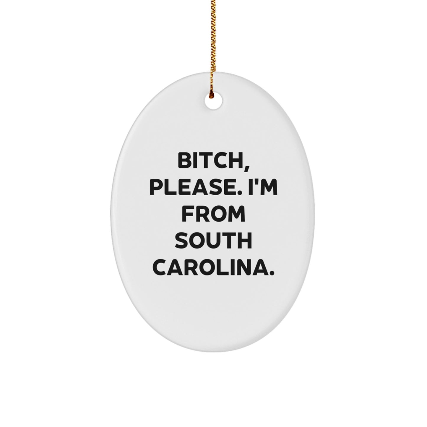 Funny South Carolina Gifts for Friends from South Carolina, Oval Ornament, Christmas Unique Gifts for Women from South Carolina - Image 1