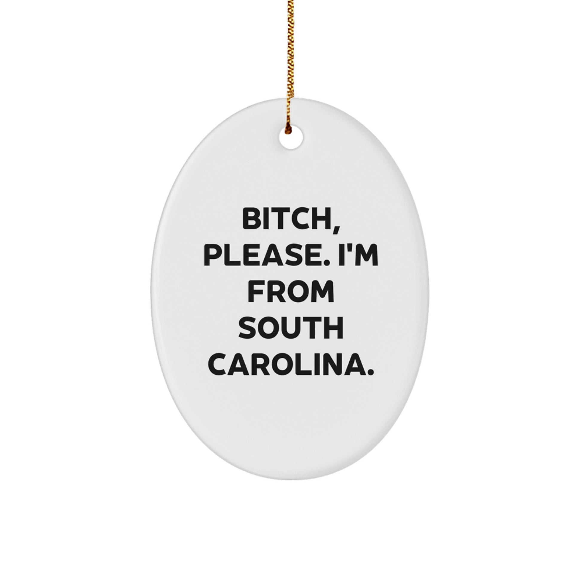 Funny South Carolina Gifts for Friends from South Carolina, Oval Ornament, Christmas Unique Gifts for Women from South Carolina - Image 1