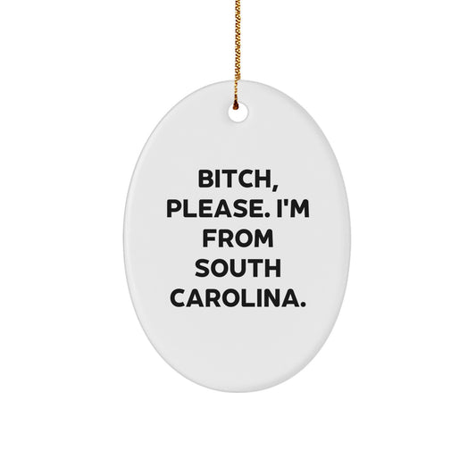 Funny South Carolina Gifts for Friends from South Carolina, Oval Ornament, Christmas Unique Gifts for Women from South Carolina - Image 1