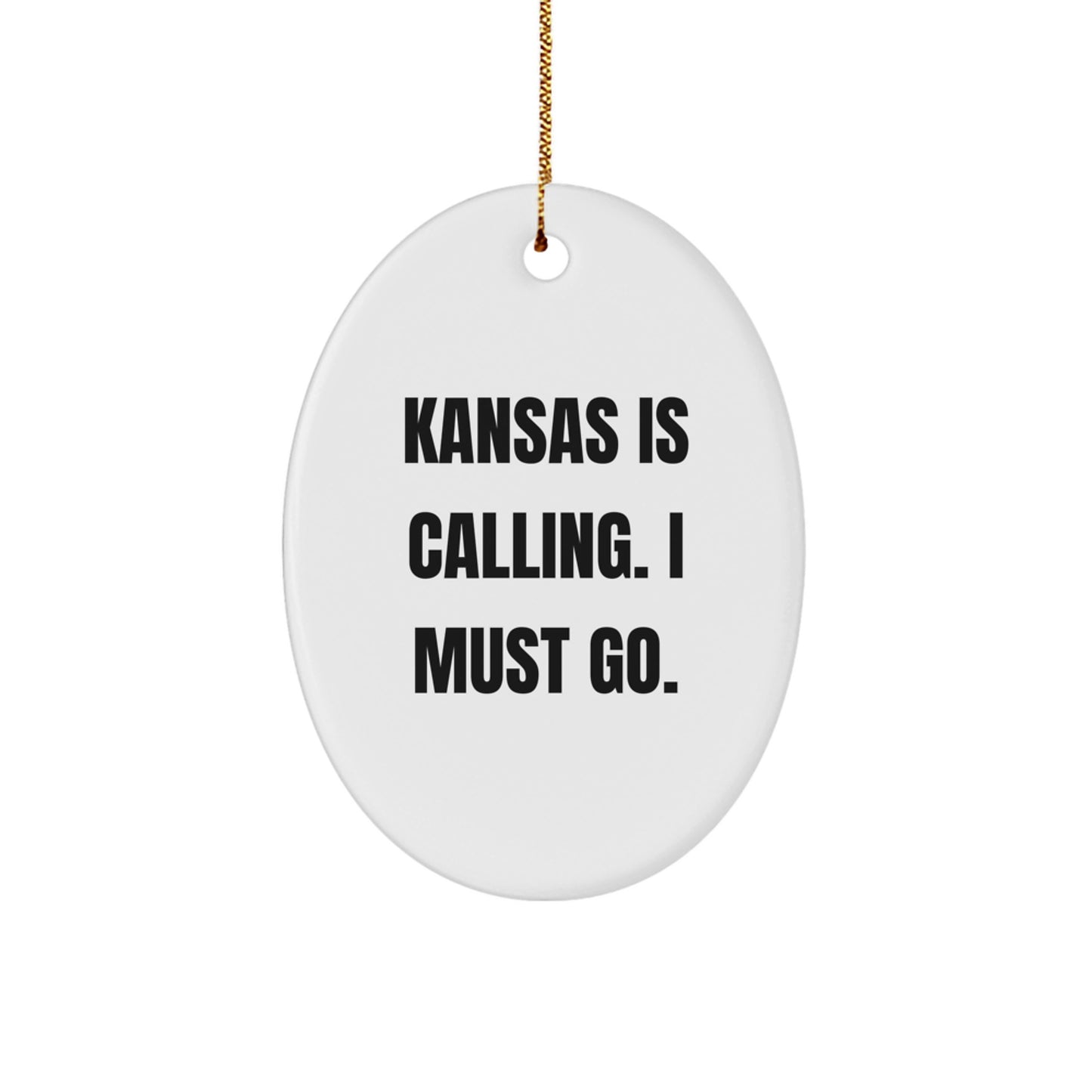 Funny Kansas Oval Ornament Gifts from Friends and Family for Kansas Lovers, Kansas Unique Christmas Unique Gifts - Image 1