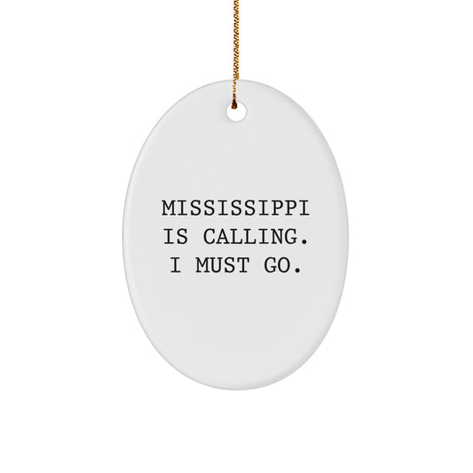 Mississippi Oval Ornament Gifts from Friends and Family - Funny Christmas Memorable Present Ideas for Mississippi Lovers - Image 1