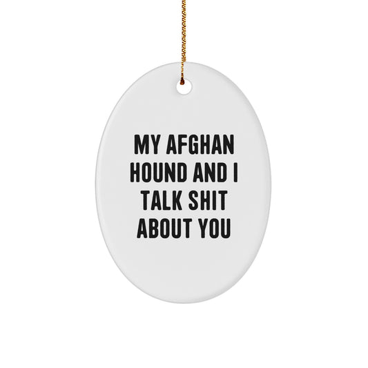 Funny Afghan Hound Dog Oval Ornament Gifts for Men Women Friends Family - My Afghan Hound And I Talk Shit About You Christmas Unique Decorations - Image 1