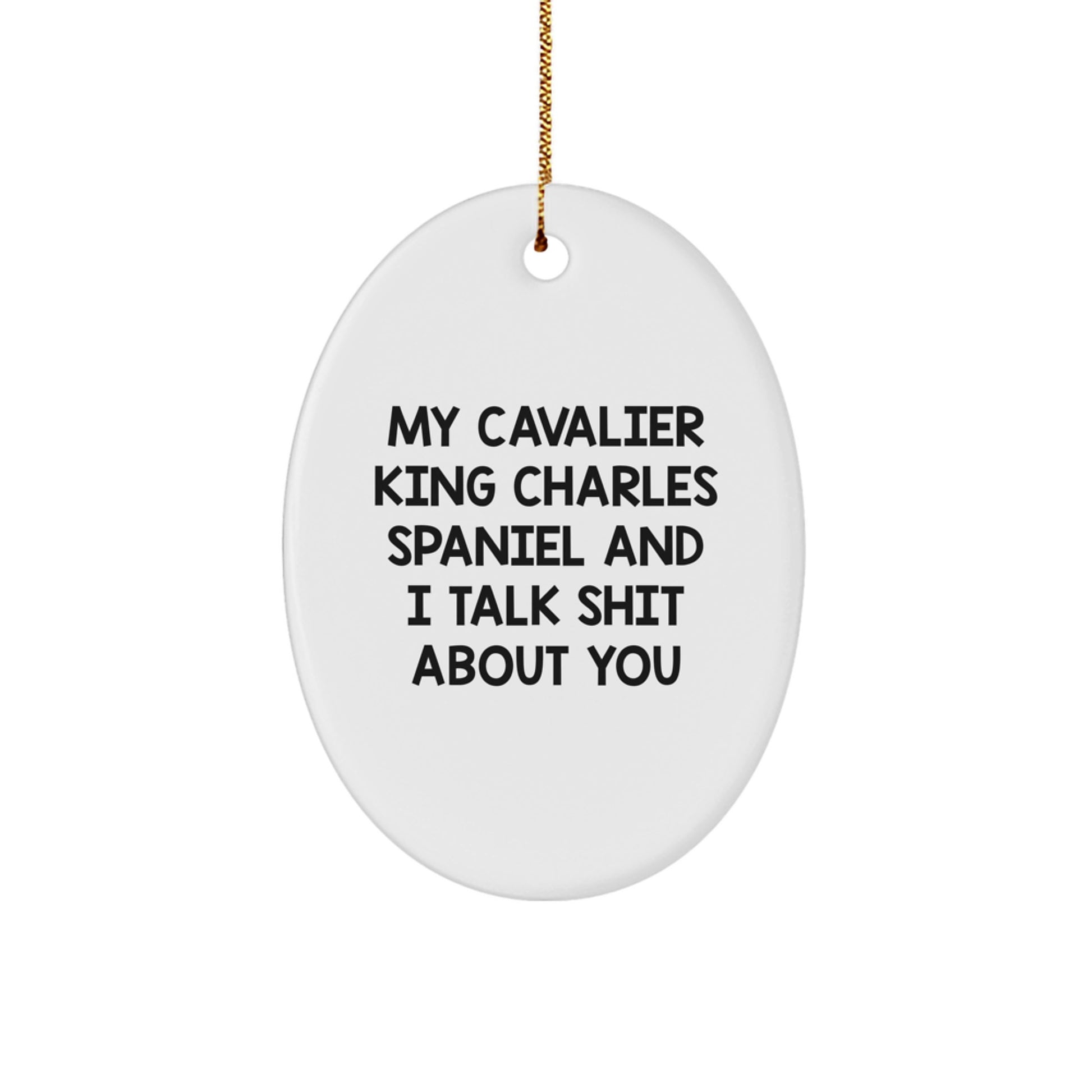 Funny Cavalier King Charles Spaniel Dog Christmas Oval Ornament Gifts from Friends and Family for Men and Women - Image 1