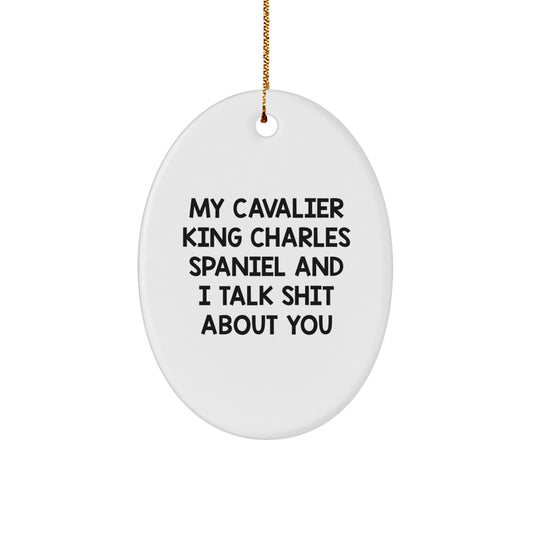 Funny Cavalier King Charles Spaniel Dog Christmas Oval Ornament Gifts from Friends and Family for Men and Women - Image 1