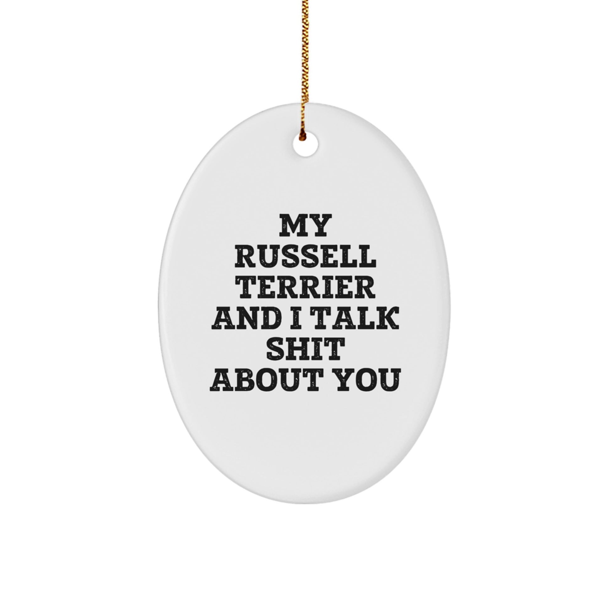 Funny Russell Terrier Dog Gifts for Men - Oval Ornament, Gifts from Friends to Russell Terrier Dog Lovers, Christmas Unique Gifts - Image 1