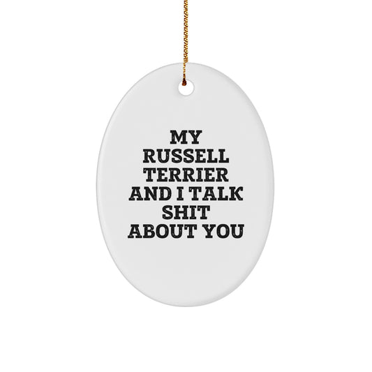 Funny Russell Terrier Dog Gifts for Men - Oval Ornament, Gifts from Friends to Russell Terrier Dog Lovers, Christmas Unique Gifts - Image 1