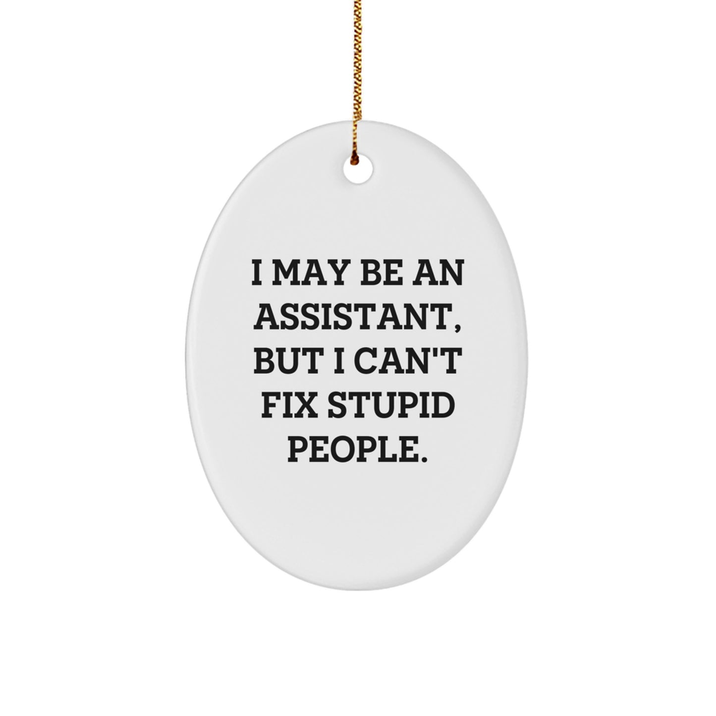 Funny Assistant Oval Ornament Gift for Men - I May Be An Assistant, But I Can't Fix Stupid People. from Friends to Coworkers - Image 1
