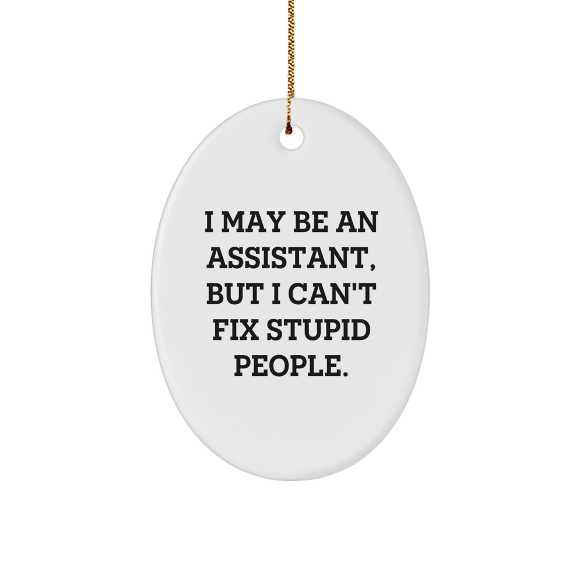 Funny Assistant Oval Ornament Gift for Men - I May Be An Assistant, But I Can't Fix Stupid People. from Friends to Coworkers - Image 1