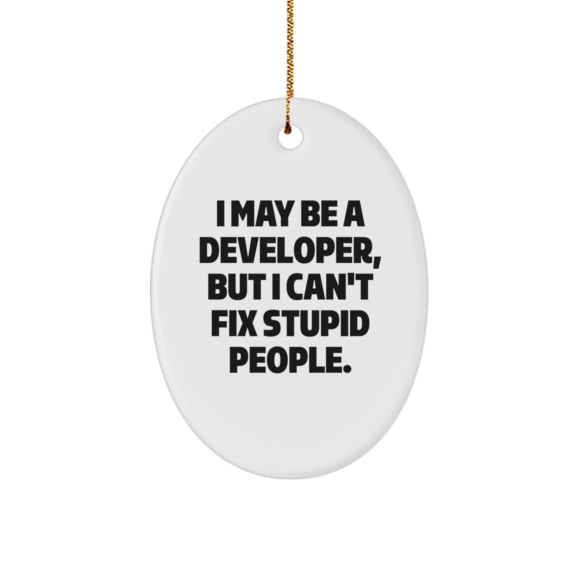 Funny Developer Oval Ornament Gifts from Friends for Men, Oval Shaped, White Color, Christmas Unique Gifts - Image 1