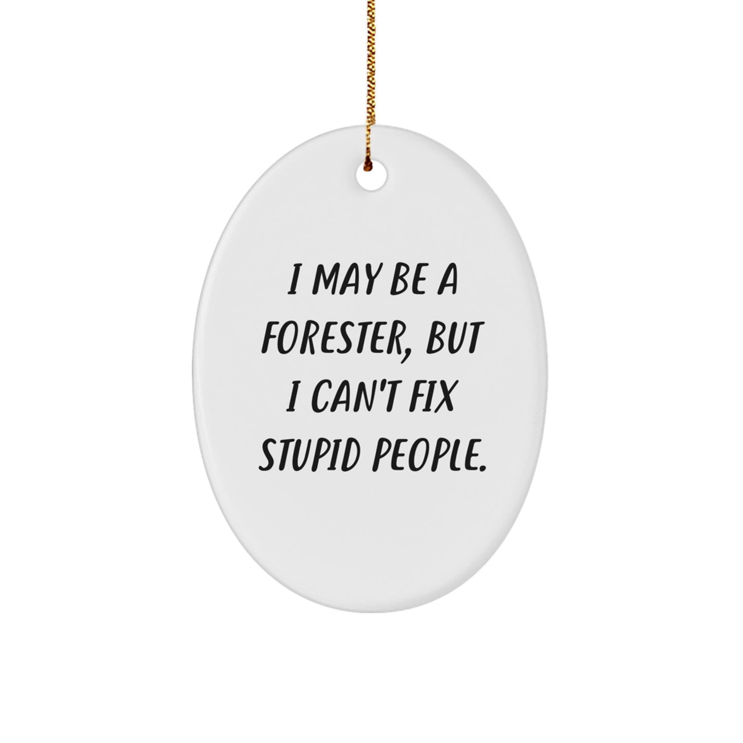 Funny Forester Gifts from Friends, I May Be A Forester, But I Can't Fix Stupid People. Oval Ornament for Christmas Unique Gifts for Foresters - Image 1