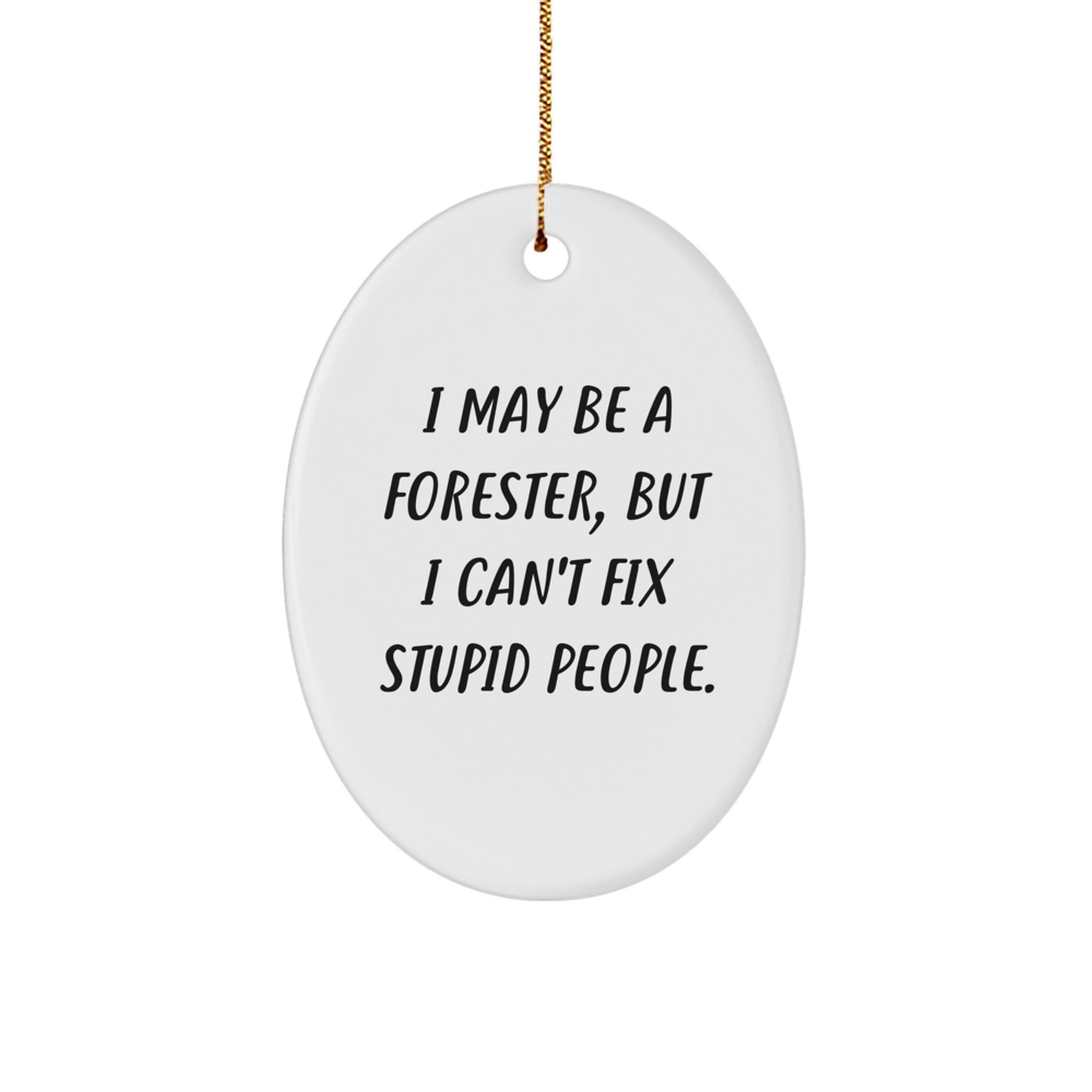 Funny Forester Gifts from Friends, I May Be A Forester, But I Can't Fix Stupid People. Oval Ornament for Christmas Unique Gifts for Foresters - Image 1