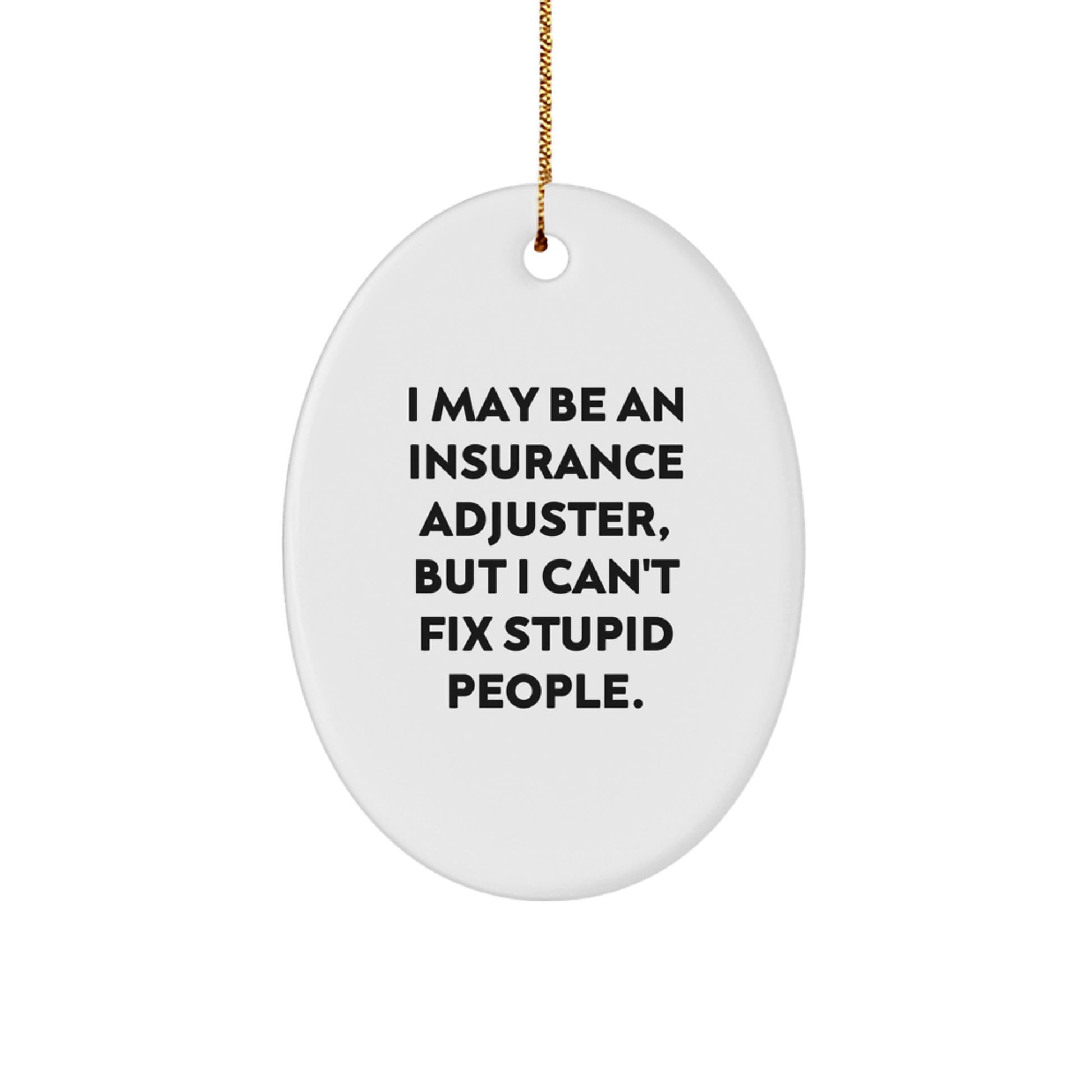Funny Insurance Adjuster Gifts for Men from Coworkers - Oval Ornament I May Be An Insurance Adjuster, But I Can't Fix Stupid People. - Christmas Unique Gifts - Image 1