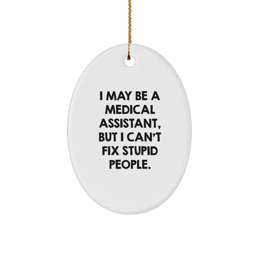 White Oval Christmas Ornament Idea Gift for Coworkers Medical Assistant - Image 1