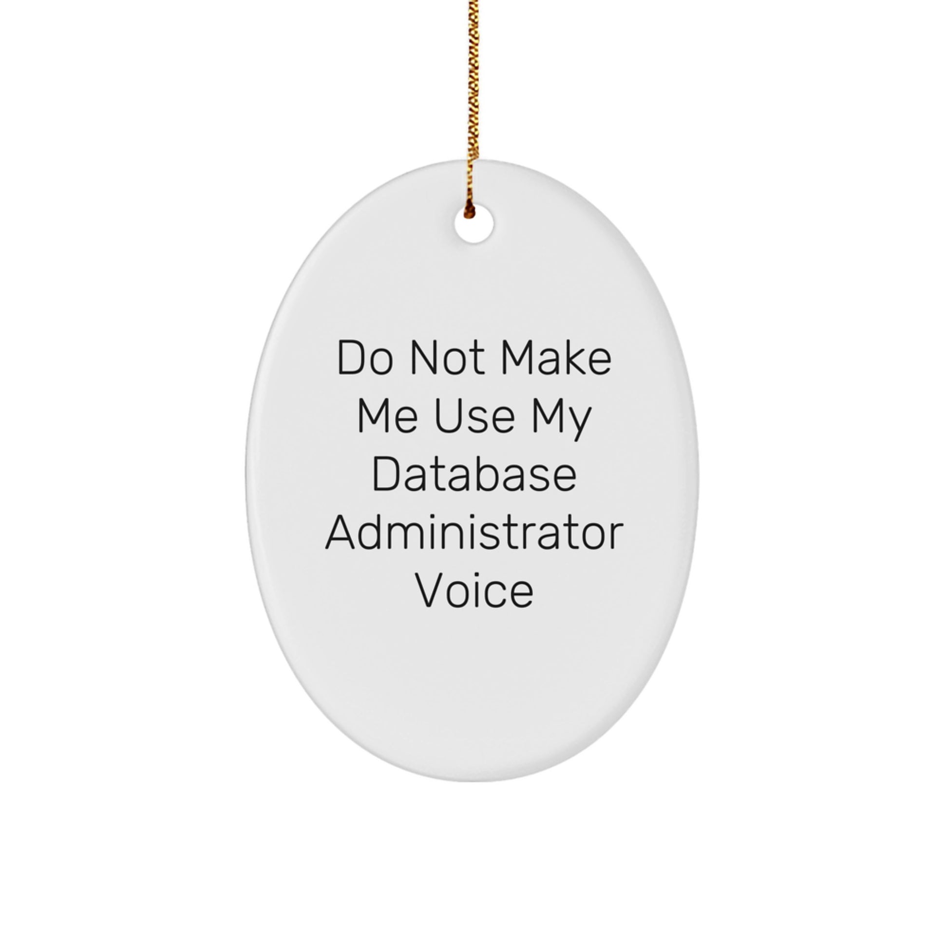 Funny Database Administrator Gifts for Men, Oval Ornament for Database Administrator Friends, 'Do Not Make Me Use My Database Administrator Voice' Christmas Unique Gifts - Image 1