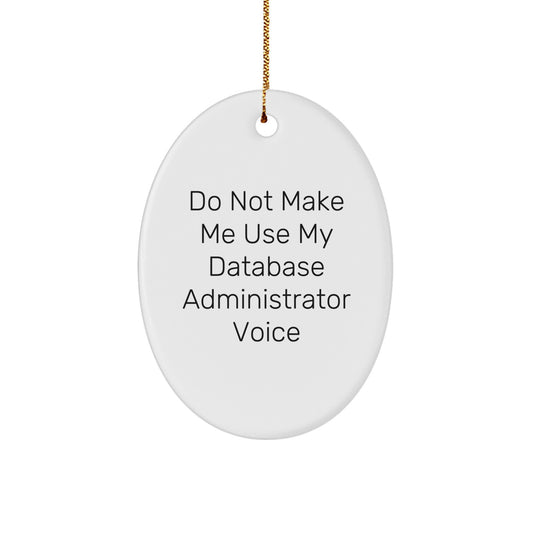 Funny Database Administrator Gifts for Men, Oval Ornament for Database Administrator Friends, 'Do Not Make Me Use My Database Administrator Voice' Christmas Unique Gifts - Image 1